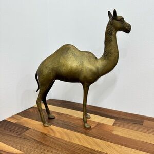 Vintage MCM brass patina camel home decor figurine